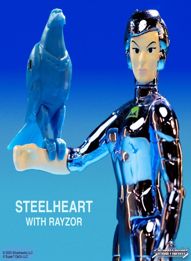 Super7 SilverHawks Steelheart (Toy Version) Reaction Figure - 3.75" SilverHawks Action Figure with Accessory Classic Cartoon Collectibles and Retro Toys - Image 4